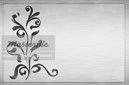 large floral grunge design on brushed metal plaque