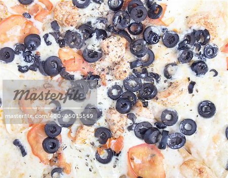 background from the pizza with black olives