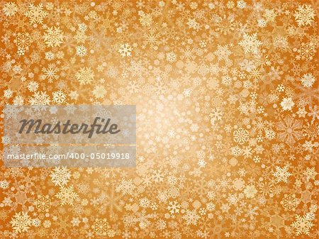 golden snowflakes over gold background with feather center