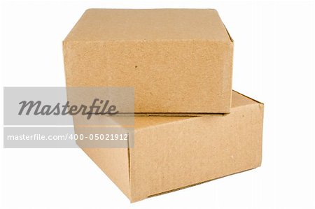 Stacked Cardboard Boxes isolated on a white background