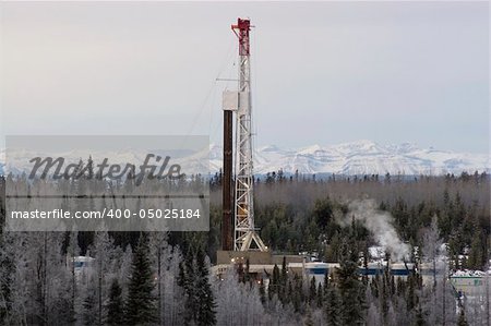 Drillng rig working in the Alberta foothills