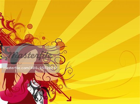 Abstract music and girl (background, wallpaper, CD cover...)