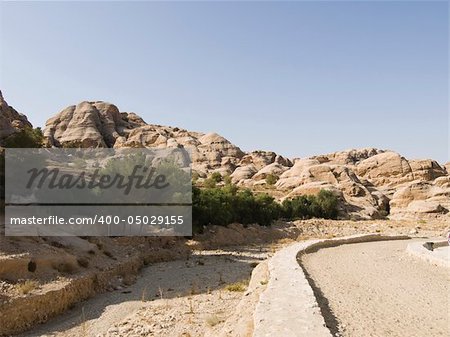 Landscape of Petra - Nabataeans capital city (Al Khazneh)  in Jordan.  Roman Empire period.