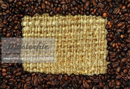 coffee frame with burlap copy space