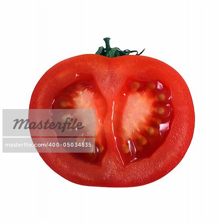 Half of tomato on a white background