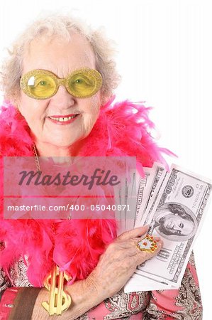 old woman winning money