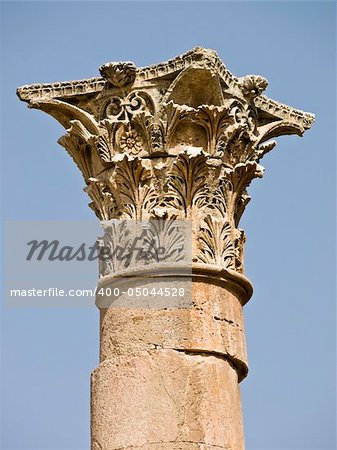 Temple of Artemis in Jerash, Jordan. Corinthian columns detail.