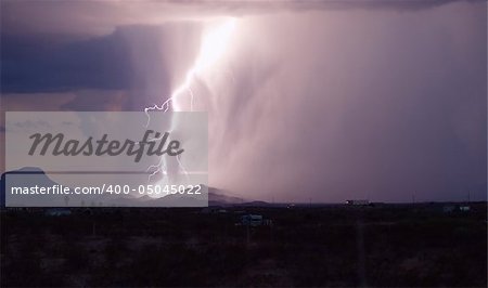 Strong lightning bolt striking the ground during a storm lightning up hills