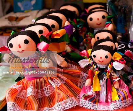 Colorful Lupita Dolls named after Guadalupe Janitzio Island Patzcuaro Lake Mexico Souvenirs