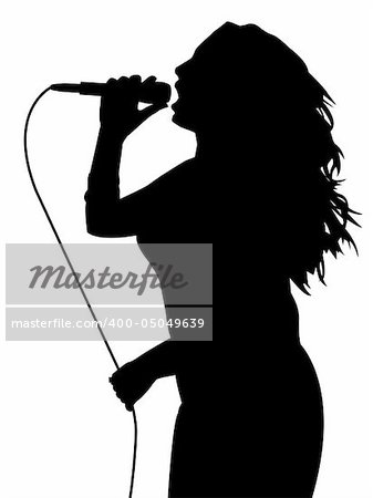 Silhouette of female singing. EPS file available.