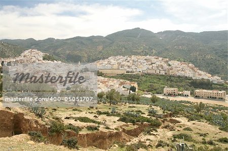 Mountain village Moulay Idriss in Morocco, Africa, great destination for travelling and tourism