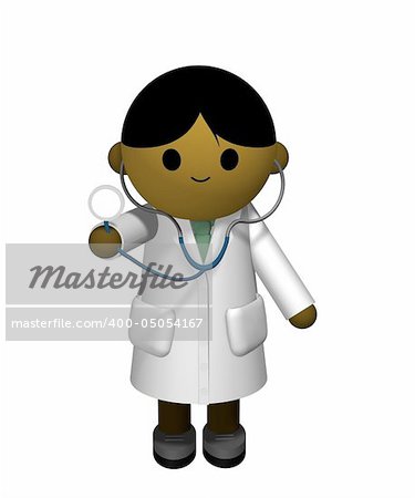 3D illustration of an Asian Doctor holding a stethoscope