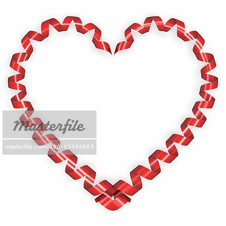 red ribbon heart isolated on white background