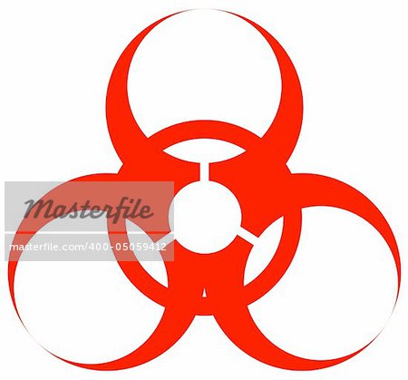 red biohazard warning sign or logo on white