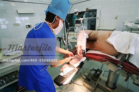 Preparation for operation in modern surgical clinic