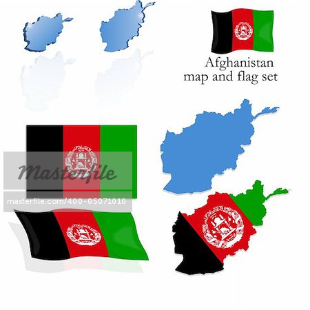 Vector illustration of Afghanistan map and flag