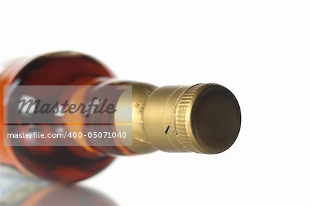 Bottle of whisky on white background