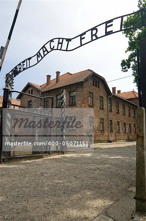 Main Entrance to Concentration Camp in Auschwitz, Poland