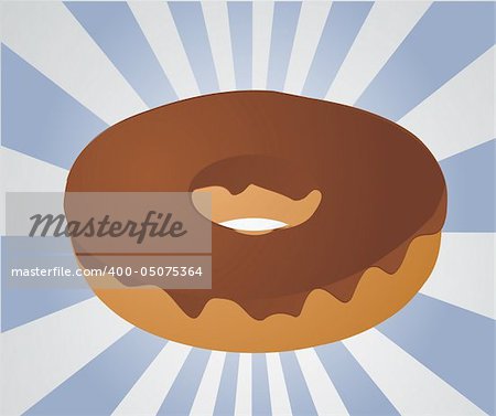 Chocolate icing covered donut vector isometric illustration