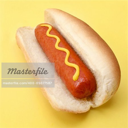 Hot Dog on yellow background