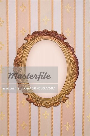 Oval frame with copy-space on vintage wallpaper