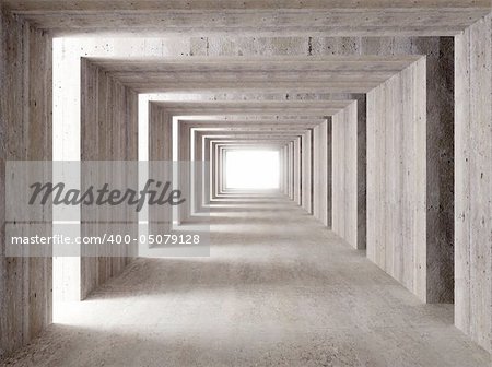 fine image 3d of concrete tunnel and lateral lights, abstract background