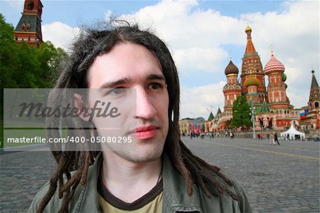 Young man with dreadlock hair in Moscow.