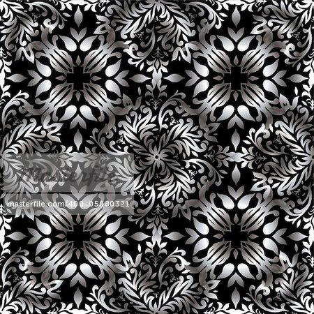 illustrated wallpaper design in with a floral theme in black