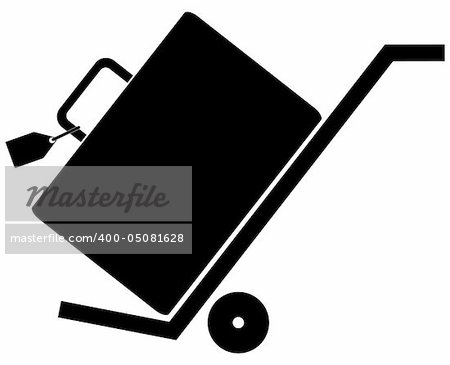 silhouette of hand trolley or cart with luggage on it