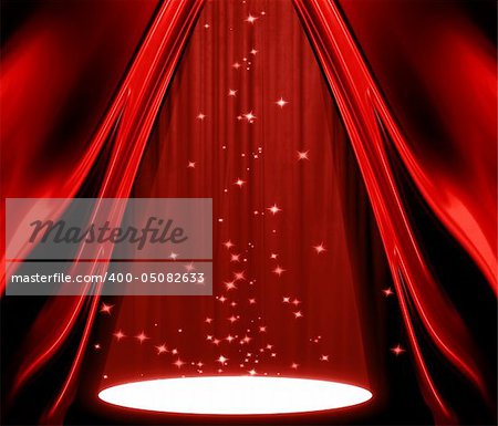 movie or theatre curtain with a spotlight