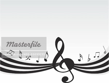 flying music on grey background, banner