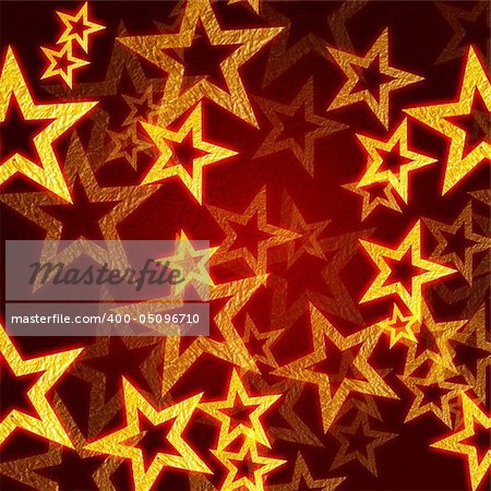 golden stars over red background with feather center