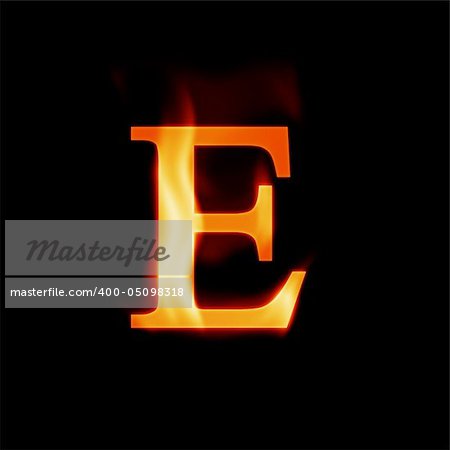 fire letter isolated on dark background