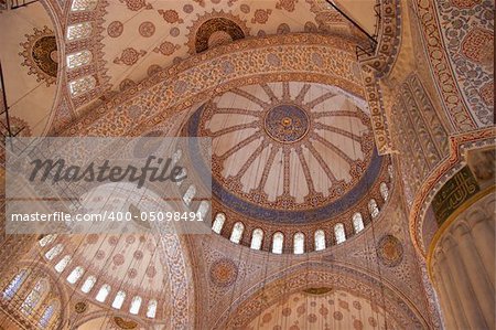Interior of Blue Mosque, Istanbul, Turkey.