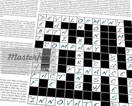 Crossword puzzle with financial questions and answers