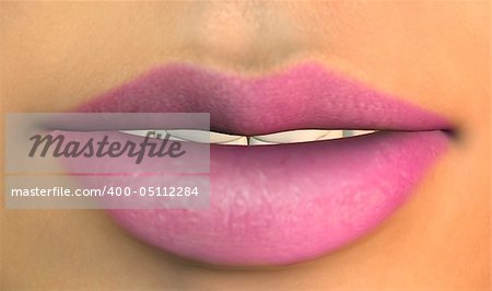 Lips - close up. A female mouth, with brightly made up lips