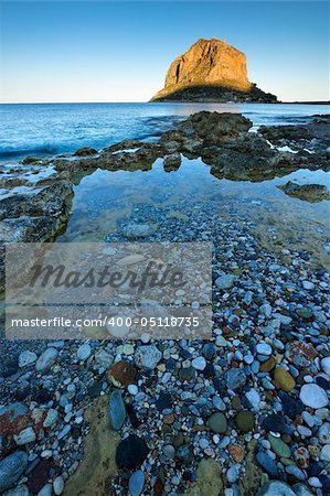 seascape with Monemvassia rock at the background