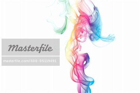 Colorful Pillar of smoke isolated at white background