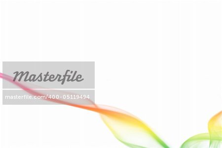 Colorful smoke curves isolated on white background