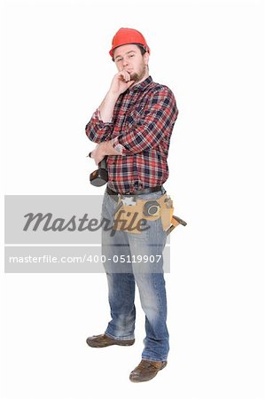 worker with tools. over white background