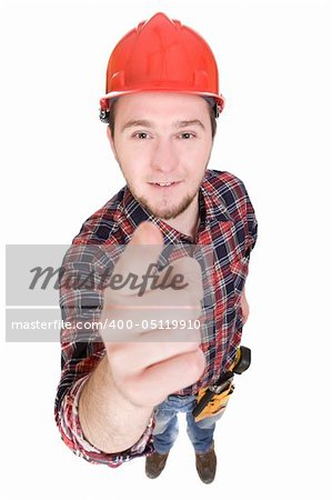 worker with tools. over white background