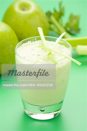 fresh fruit milk shake apple and celery