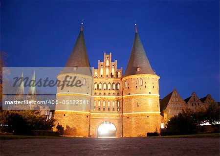 Famous gate Holstentor in Lübeck, Germany