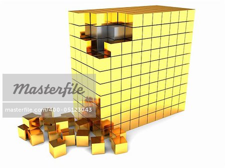 abstract 3d illustration of box construction over white background