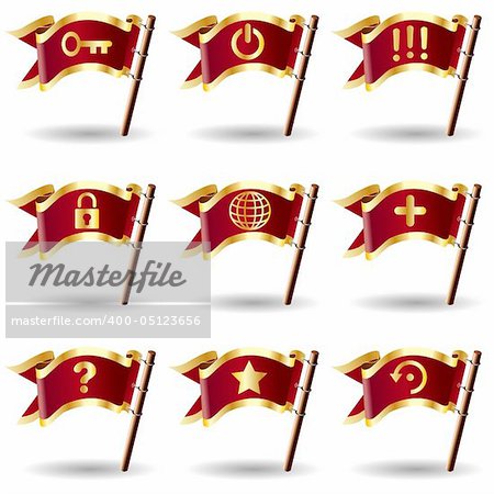 Web icons on royal vector flag button