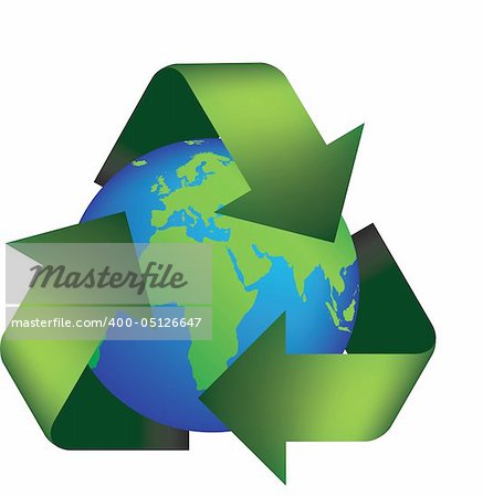 Vector illustration of the earth in a recycle symbol