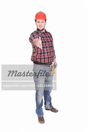 worker with tools . over white background