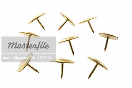 Push Pins on Isolated White Background