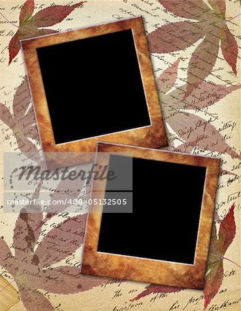 Grunge papers design in scrap booking style with the hand-written text and photoframeworks