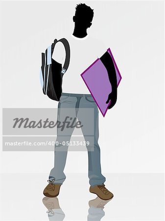 young student with hand bag and file